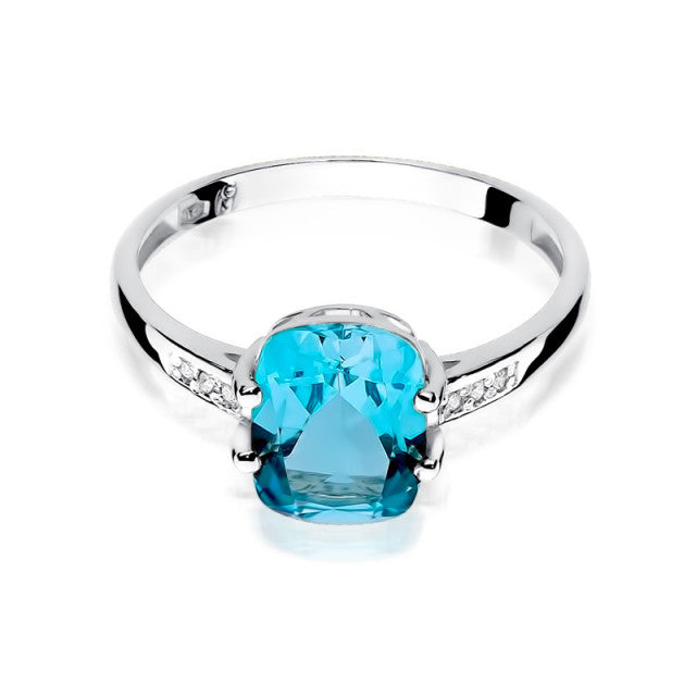 Inel Aur 14K cu Topaz Swiss 2.40 ct si Diamante Naturale 0.03 ct, imaginea 6 din 11