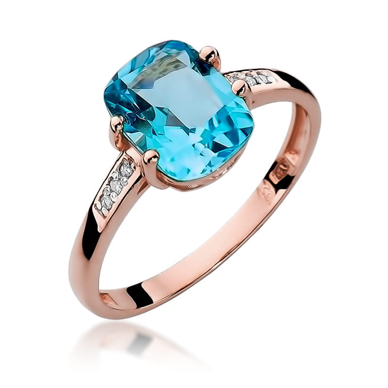 Inel Aur 14K cu Topaz Swiss 2.40 ct si Diamante Naturale 0.03 ct, imaginea 8 din 11