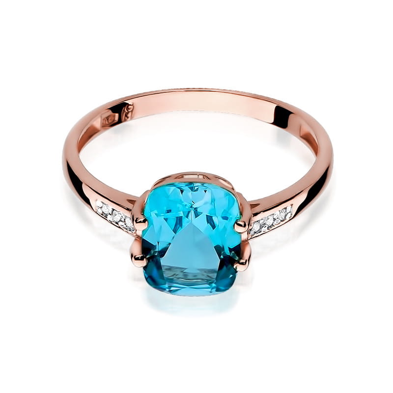 Inel Aur 14K cu Topaz Swiss 2.40 ct si Diamante Naturale 0.03 ct, imaginea 9 din 11