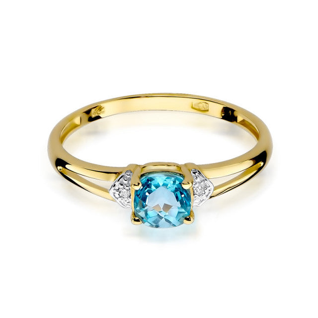 Inel Aur 14K cu Topaz Swiss 0.70 ct si Diamante Naturale 0.01 ct, imaginea 2 din 11