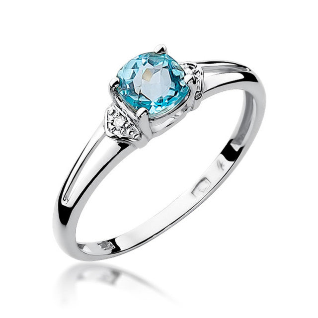 Inel Aur 14K cu Topaz Swiss 0.70 ct si Diamante Naturale 0.01 ct, imaginea 5 din 11