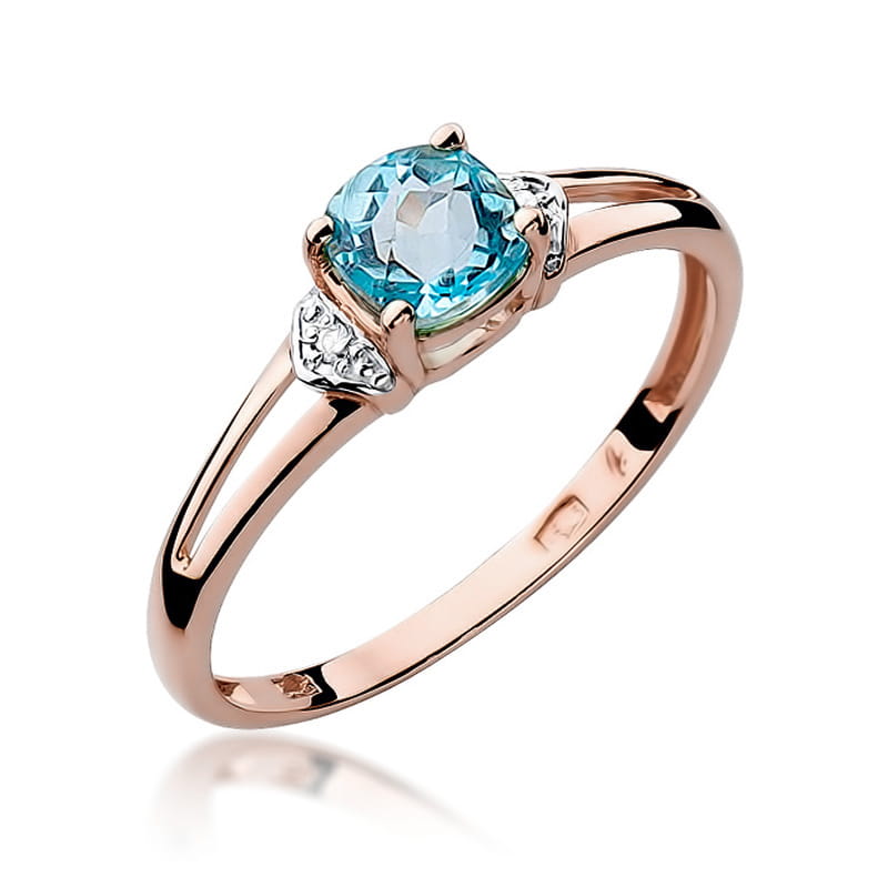 Inel Aur 14K cu Topaz Swiss 0.70 ct si Diamante Naturale 0.01 ct, imaginea 8 din 11