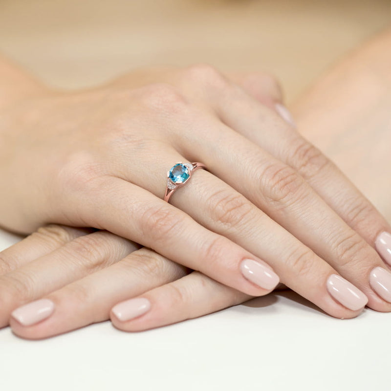 Inel Aur 14K cu Topaz Swiss 1.10 ct si Diamante Naturale 0.01 ct, imaginea 11 din 11