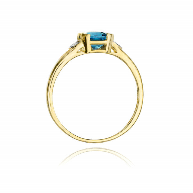 Inel Aur 14K cu Topaz Swiss 1.10 ct si Diamante Naturale 0.01 ct, imaginea 3 din 11