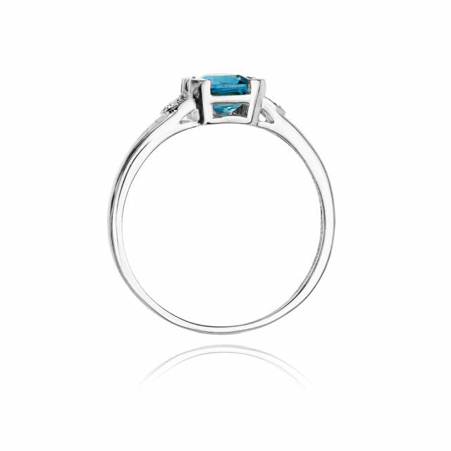 Inel Aur 14K cu Topaz Swiss 1.10 ct si Diamante Naturale 0.01 ct, imaginea 7 din 11