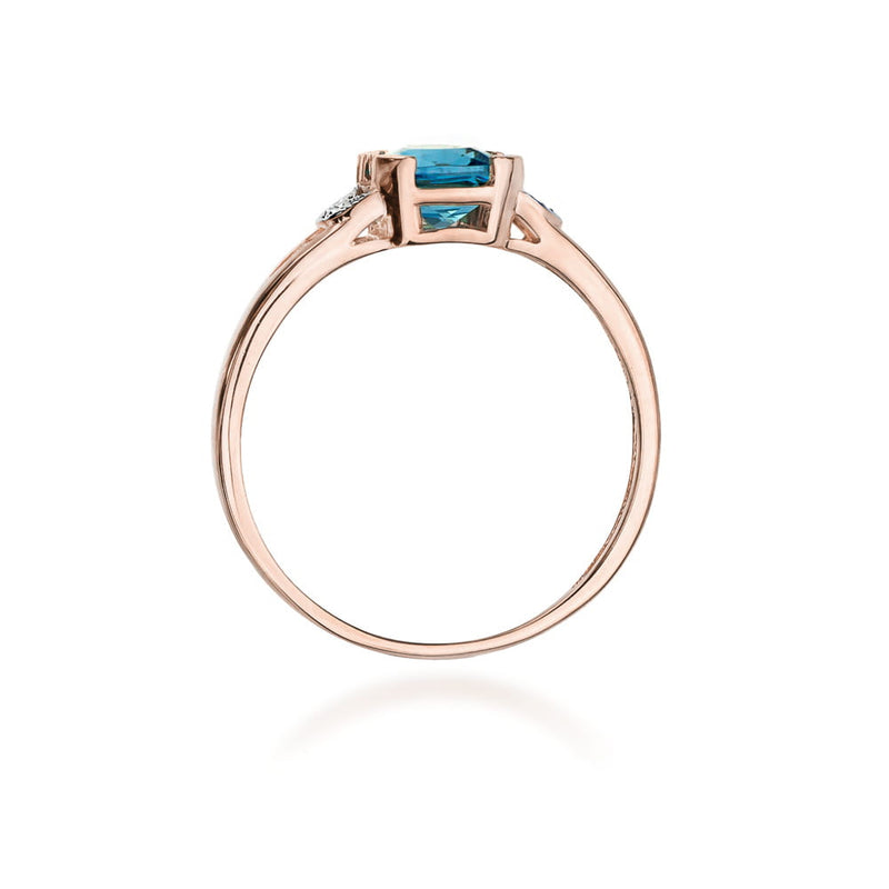Inel Aur 14K cu Topaz Swiss 1.10 ct si Diamante Naturale 0.01 ct, imaginea 10 din 11