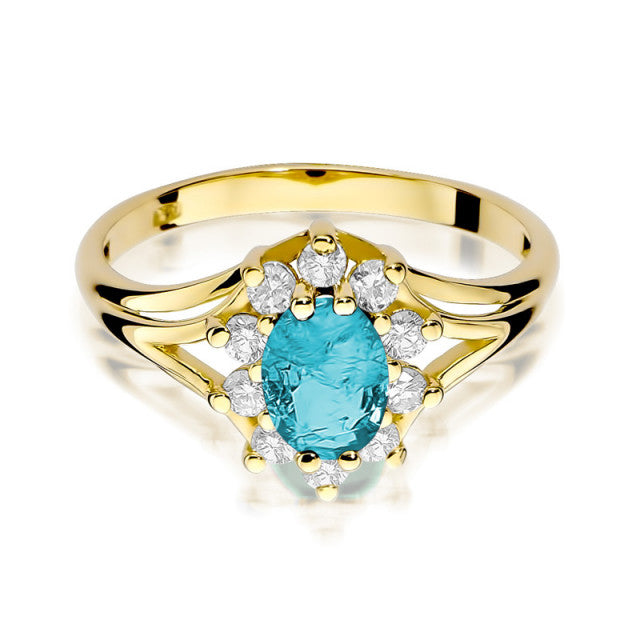 Inel Aur 14K cu Topaz Swiss 0.90 ct si Diamante Naturale 0.30 ct, imaginea 2 din 11