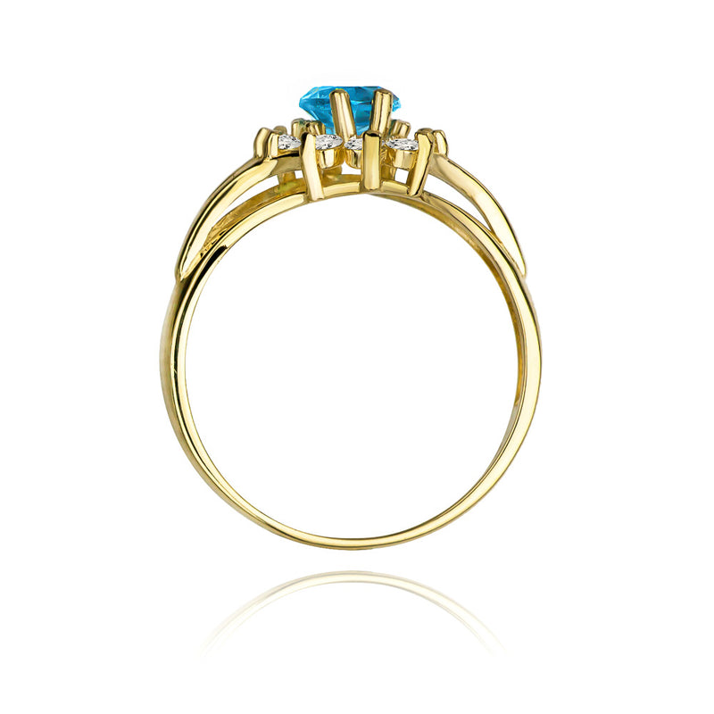Inel Aur 14K cu Topaz Swiss 0.90 ct si Diamante Naturale 0.30 ct, imaginea 3 din 11