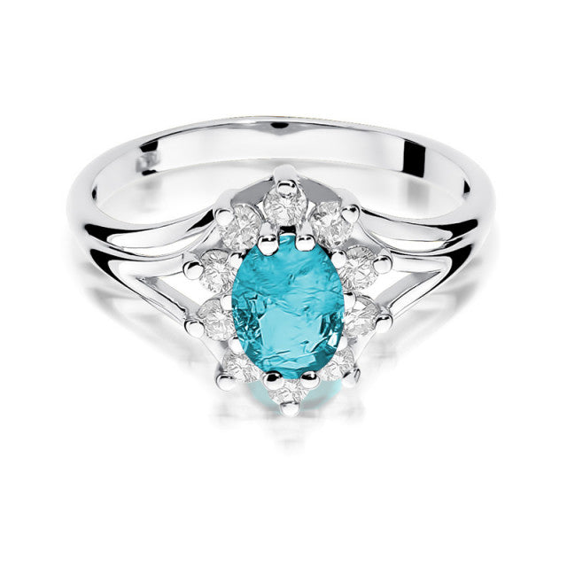 Inel Aur 14K cu Topaz Swiss 0.90 ct si Diamante Naturale 0.30 ct, imaginea 6 din 11