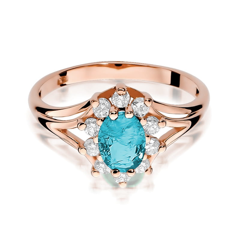 Inel Aur 14K cu Topaz Swiss 0.90 ct si Diamante Naturale 0.30 ct, imaginea 9 din 11