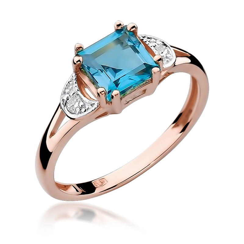 Inel Aur 14K cu Topaz Swiss 1.40 ct si Diamante Naturale 0.06 ct, imaginea 8 din 11