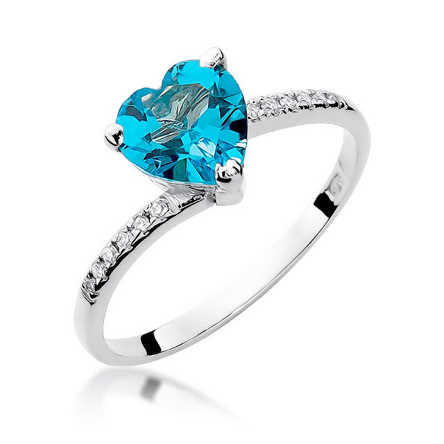 Inel Aur 14K cu Topaz Swiss 1.20 ct si Diamante Naturale 0.06 ct, imaginea 5 din 11