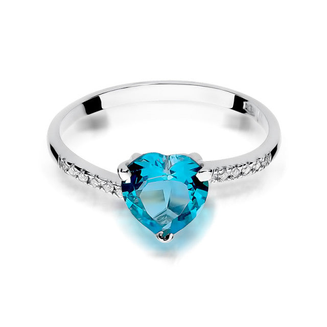 Inel Aur 14K cu Topaz Swiss 1.20 ct si Diamante Naturale 0.06 ct, imaginea 6 din 11