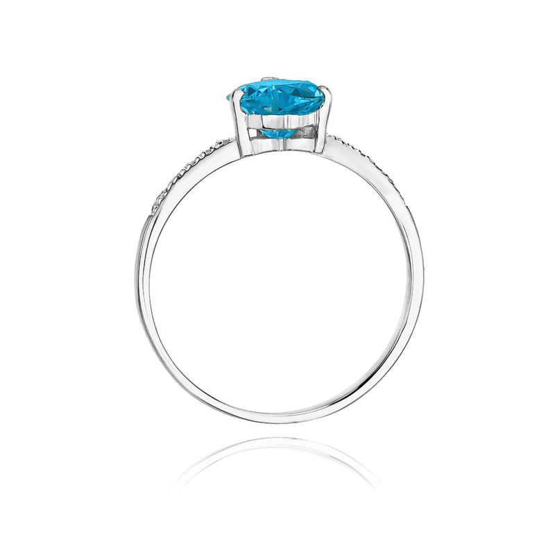 Inel Aur 14K cu Topaz Swiss 1.20 ct si Diamante Naturale 0.06 ct, imaginea 7 din 11