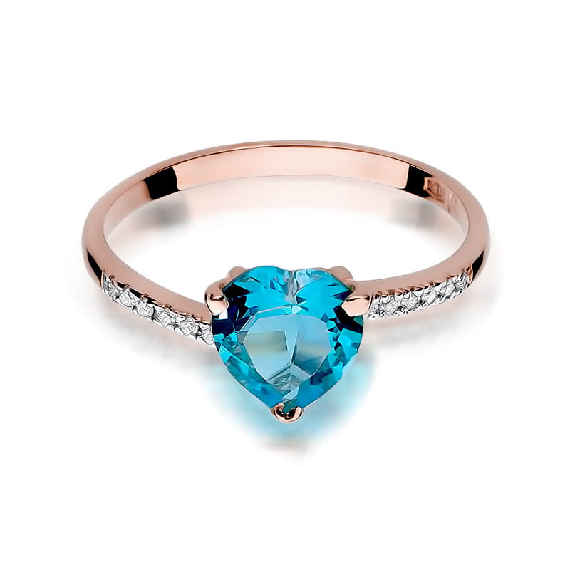 Inel Aur 14K cu Topaz Swiss 1.20 ct si Diamante Naturale 0.06 ct, imaginea 9 din 11