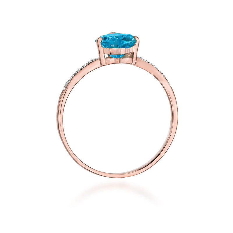 Inel Aur 14K cu Topaz Swiss 1.20 ct si Diamante Naturale 0.06 ct, imaginea 10 din 11