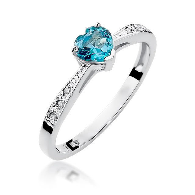 Inel Aur 14K cu Topaz Swiss 0.50 ct si Diamante Naturale 0.03 ct, imaginea 4 din 8
