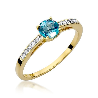 Inel Aur 14K cu Topaz Swiss 0.50 ct si Diamante Naturale 0.05 ct