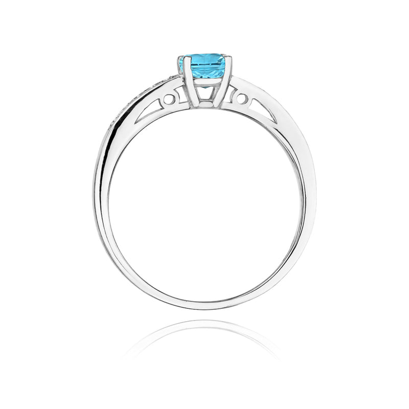 Inel Aur 14K cu Topaz Swiss 0.50 ct si Diamante Naturale 0.05 ct, imaginea 6 din 11