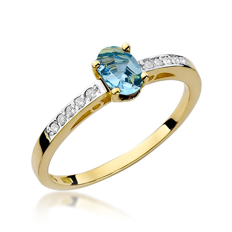 Inel Aur 14K cu Topaz Swiss 0.50 ct si Diamante Naturale 0.05 ct — Aur galben