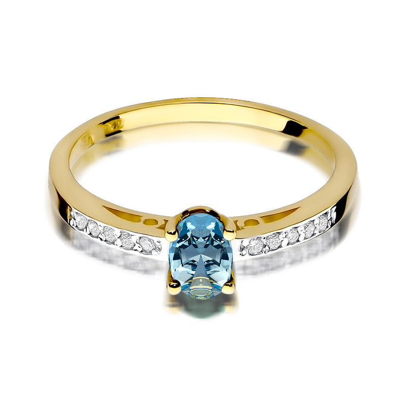 Inel Aur 14K cu Topaz Swiss 0.50 ct si Diamante Naturale 0.05 ct, imaginea 2 din 8