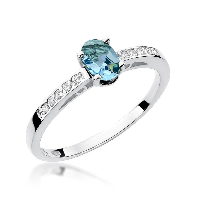 Inel Aur 14K cu Topaz Swiss 0.50 ct si Diamante Naturale 0.05 ct, imaginea 5 din 8