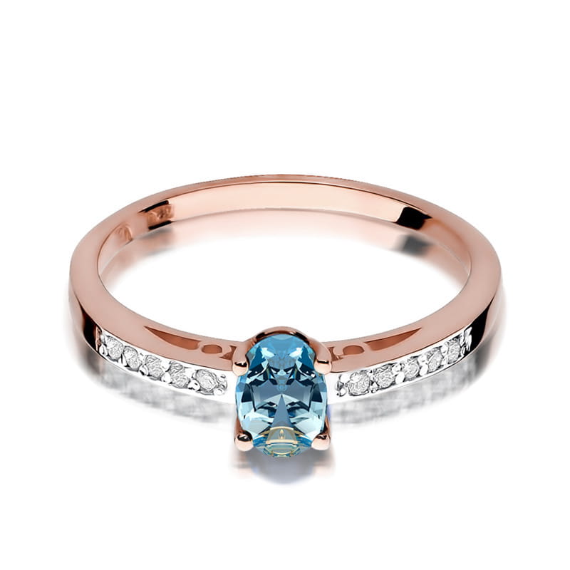 Inel Aur 14K cu Topaz Swiss 0.50 ct si Diamante Naturale 0.05 ct, imaginea 7 din 8
