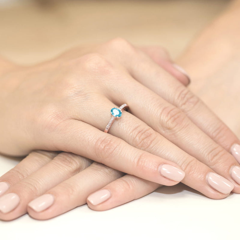 Inel Aur 14K cu Topaz Swiss 0.50 ct si Diamante Naturale 0.05 ct, imaginea 8 din 8