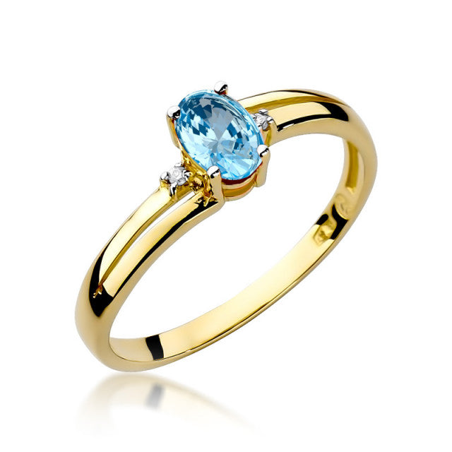 Inel Aur 14K cu Topaz Swiss 0.50 ct si Diamante Naturale 0.03 ct — Aur galben