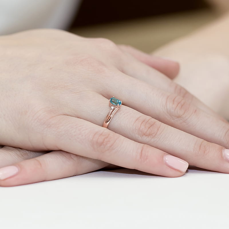 Inel Aur 14K cu Topaz Swiss 0.50 ct si Diamante Naturale 0.03 ct, imaginea 10 din 10