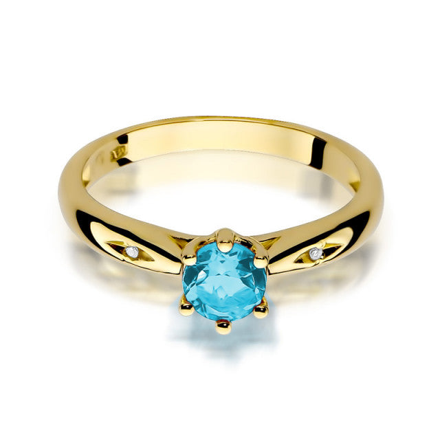 Inel Aur 14K cu Topaz Swiss 0.50 ct si Diamante Naturale 0.01 ct, imaginea 2 din 10