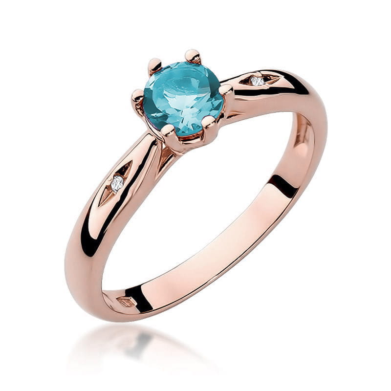 Inel Aur 14K cu Topaz Swiss 0.50 ct si Diamante Naturale 0.01 ct, imaginea 7 din 10