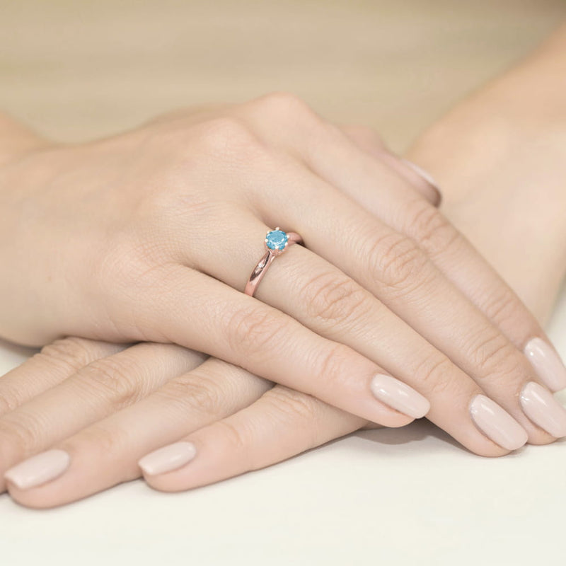 Inel Aur 14K cu Topaz Swiss 0.50 ct si Diamante Naturale 0.01 ct, imaginea 10 din 10