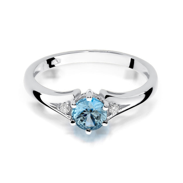 Inel Aur 14K cu Topaz Swiss 0.50 ct si Diamante Naturale 0.03 ct, imaginea 6 din 11