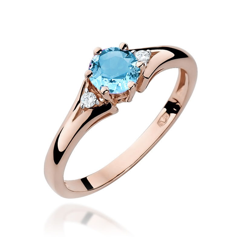 Inel Aur 14K cu Topaz Swiss 0.50 ct si Diamante Naturale 0.03 ct, imaginea 8 din 11