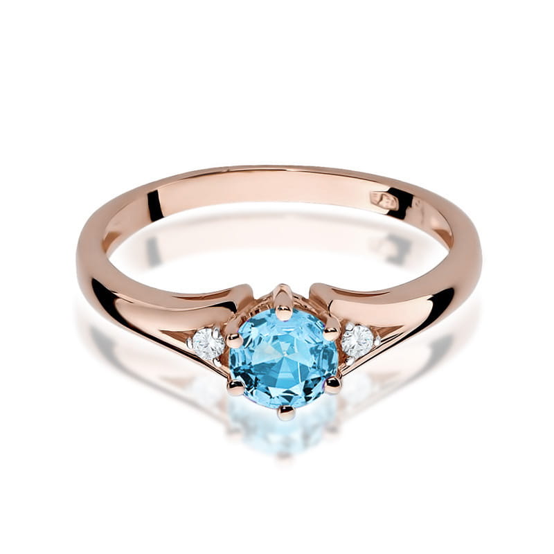 Inel Aur 14K cu Topaz Swiss 0.50 ct si Diamante Naturale 0.03 ct, imaginea 9 din 11