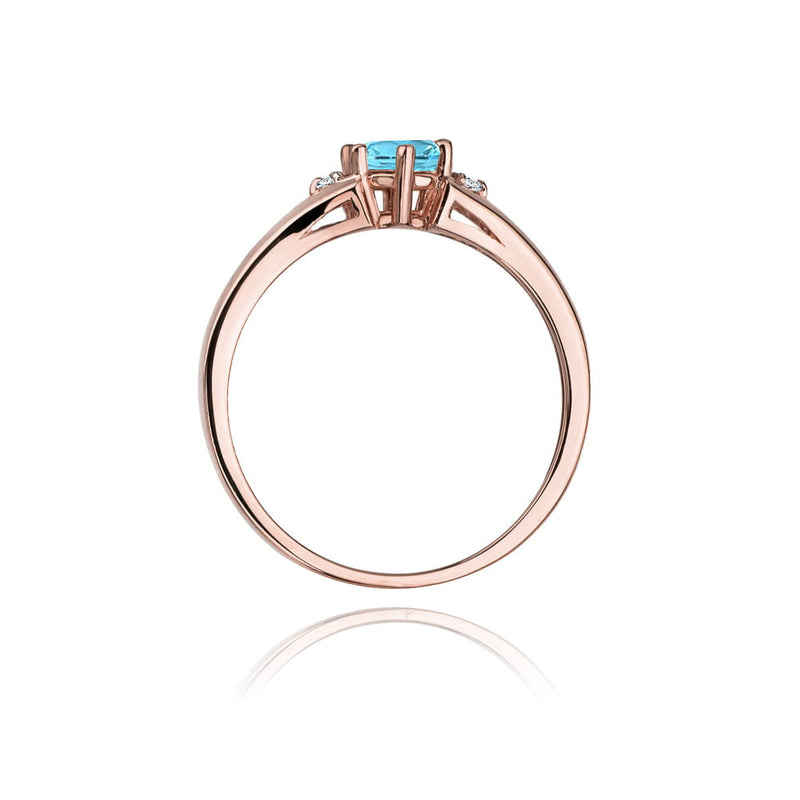 Inel Aur 14K cu Topaz Swiss 0.50 ct si Diamante Naturale 0.03 ct, imaginea 10 din 11