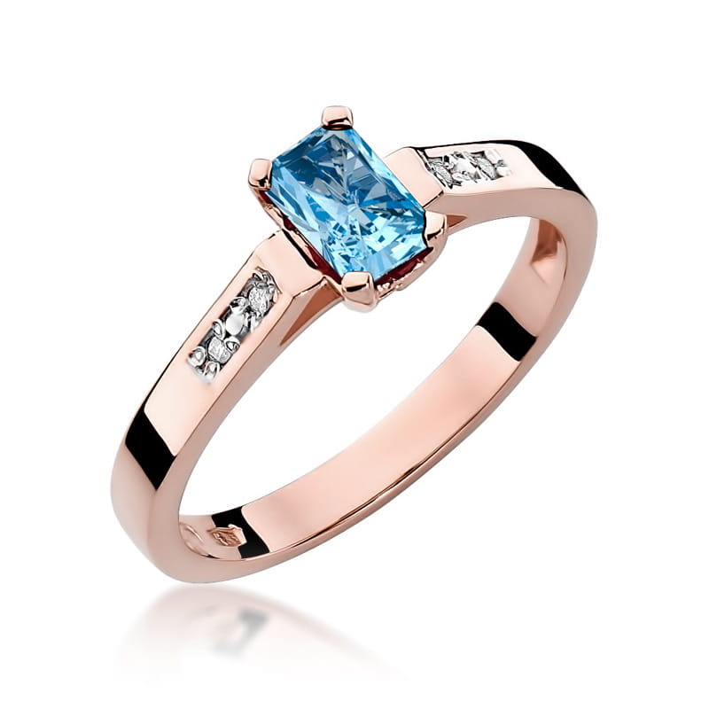 Inel Aur 14K cu Topaz Swiss 0.65 ct si Diamante Naturale 0.04 ct, imaginea 8 din 11