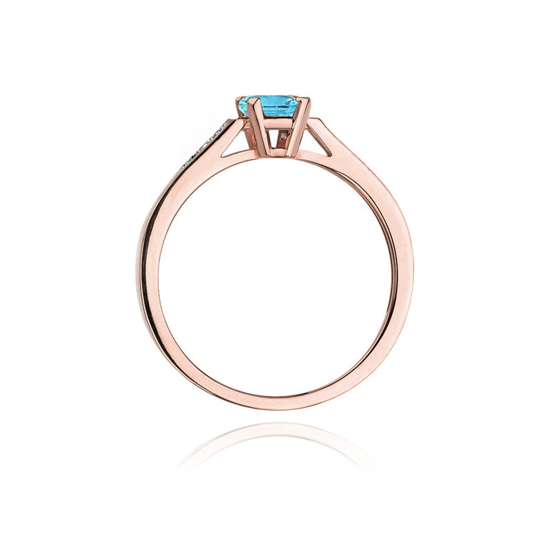 Inel Aur 14K cu Topaz Swiss 0.65 ct si Diamante Naturale 0.04 ct, imaginea 10 din 11