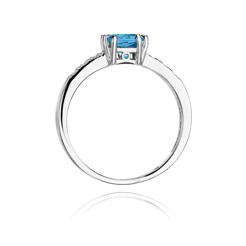 Inel Aur 14K cu Topaz Swiss 1.10 ct si Diamante Naturale 0.06 ct, imaginea 7 din 9
