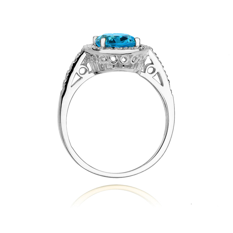Inel Aur 14K cu Topaz Swiss 1.70 ct si Diamante Naturale 0.16 ct, imaginea 7 din 11