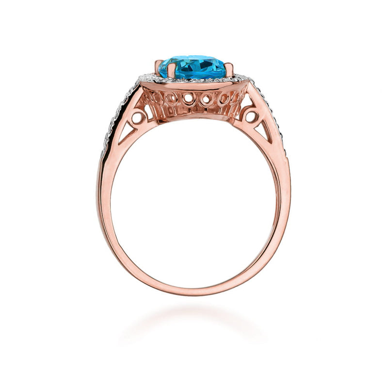 Inel Aur 14K cu Topaz Swiss 1.70 ct si Diamante Naturale 0.16 ct, imaginea 10 din 11