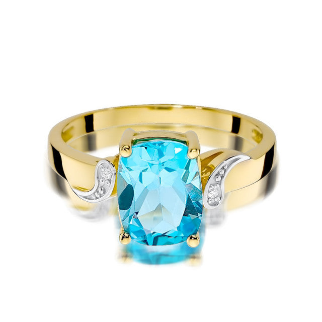 Inel Aur 14K cu Topaz Swiss 2.40 ct si Diamante Naturale 0.01 ct, imaginea 2 din 11