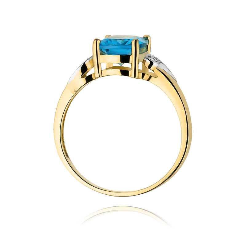Inel Aur 14K cu Topaz Swiss 2.40 ct si Diamante Naturale 0.01 ct, imaginea 3 din 11