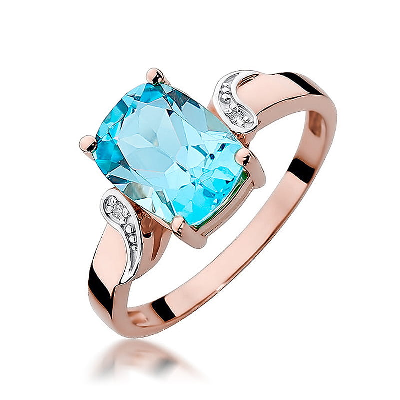 Inel Aur 14K cu Topaz Swiss 2.40 ct si Diamante Naturale 0.01 ct, imaginea 8 din 11