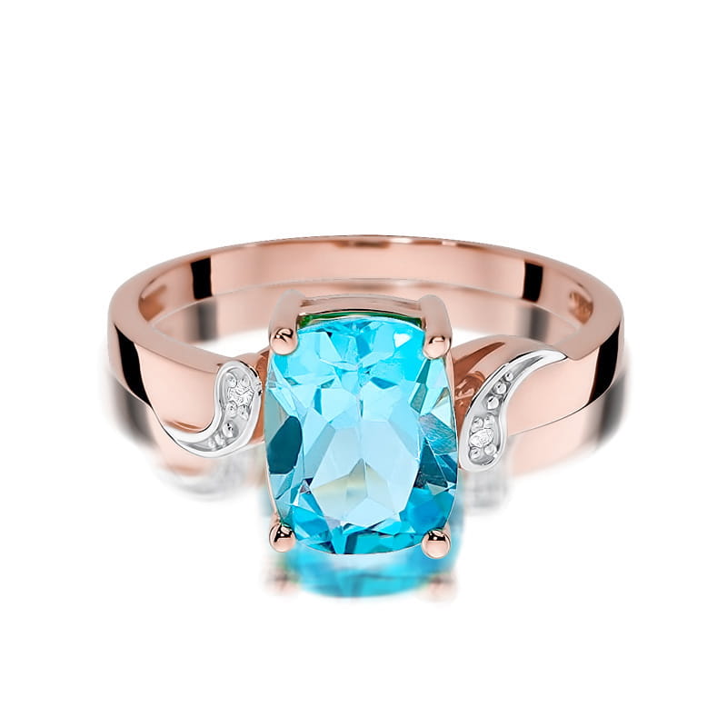 Inel Aur 14K cu Topaz Swiss 2.40 ct si Diamante Naturale 0.01 ct, imaginea 9 din 11