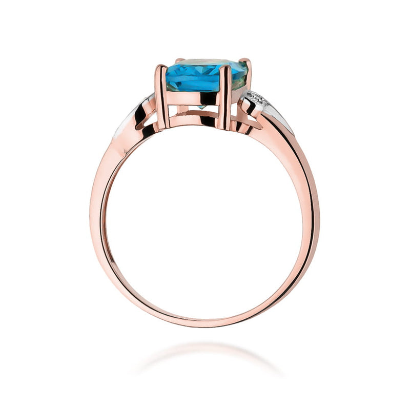 Inel Aur 14K cu Topaz Swiss 2.40 ct si Diamante Naturale 0.01 ct, imaginea 10 din 11