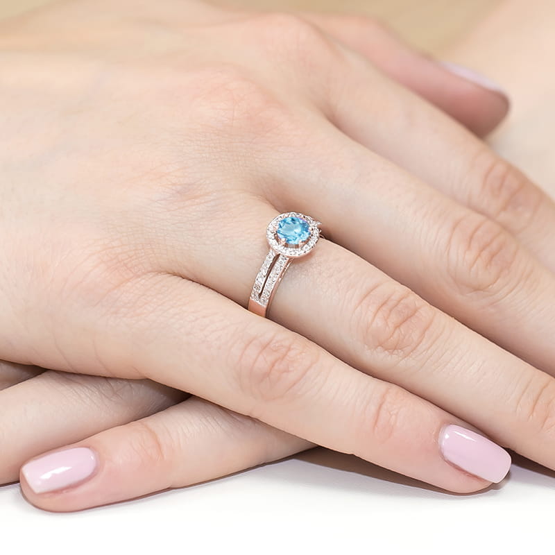 Inel Aur 14K cu Topaz Swiss 0.50 ct si Diamante Naturale 0.20 ct, imaginea 11 din 11