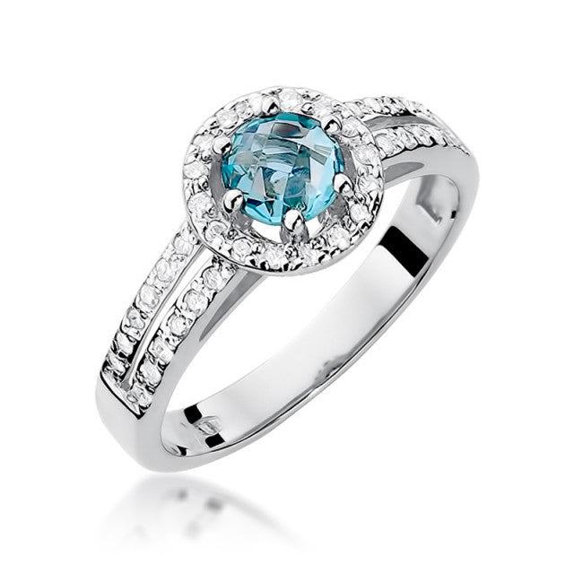 Inel Aur 14K cu Topaz Swiss 0.50 ct si Diamante Naturale 0.20 ct, imaginea 5 din 11