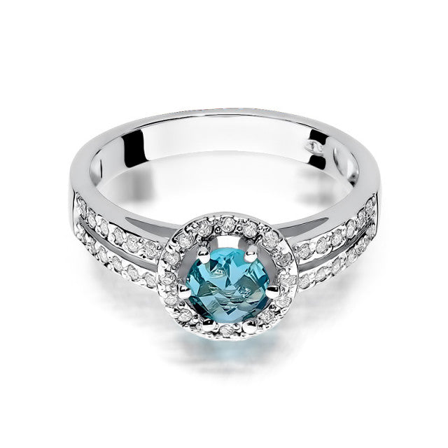 Inel Aur 14K cu Topaz Swiss 0.50 ct si Diamante Naturale 0.20 ct, imaginea 6 din 11